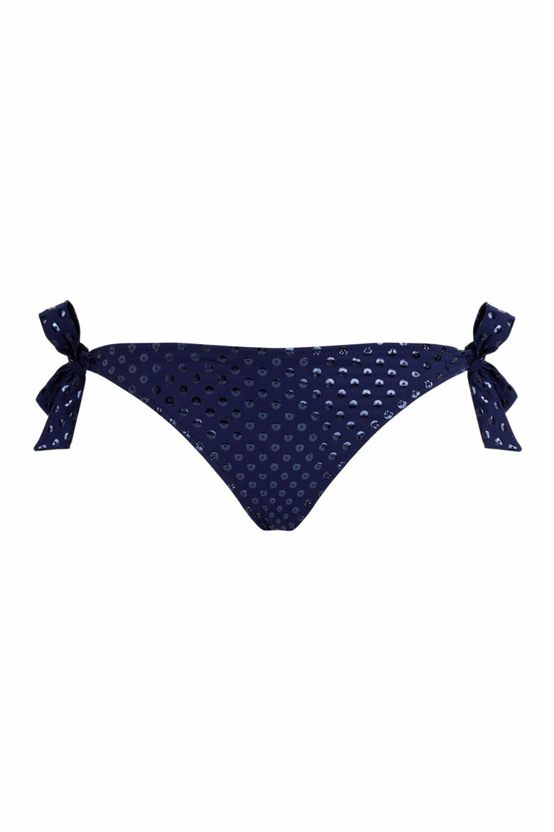 Women's Sparkling Side Tie Relief Bikini Bottom, Alternate, color, BLEU MARINE