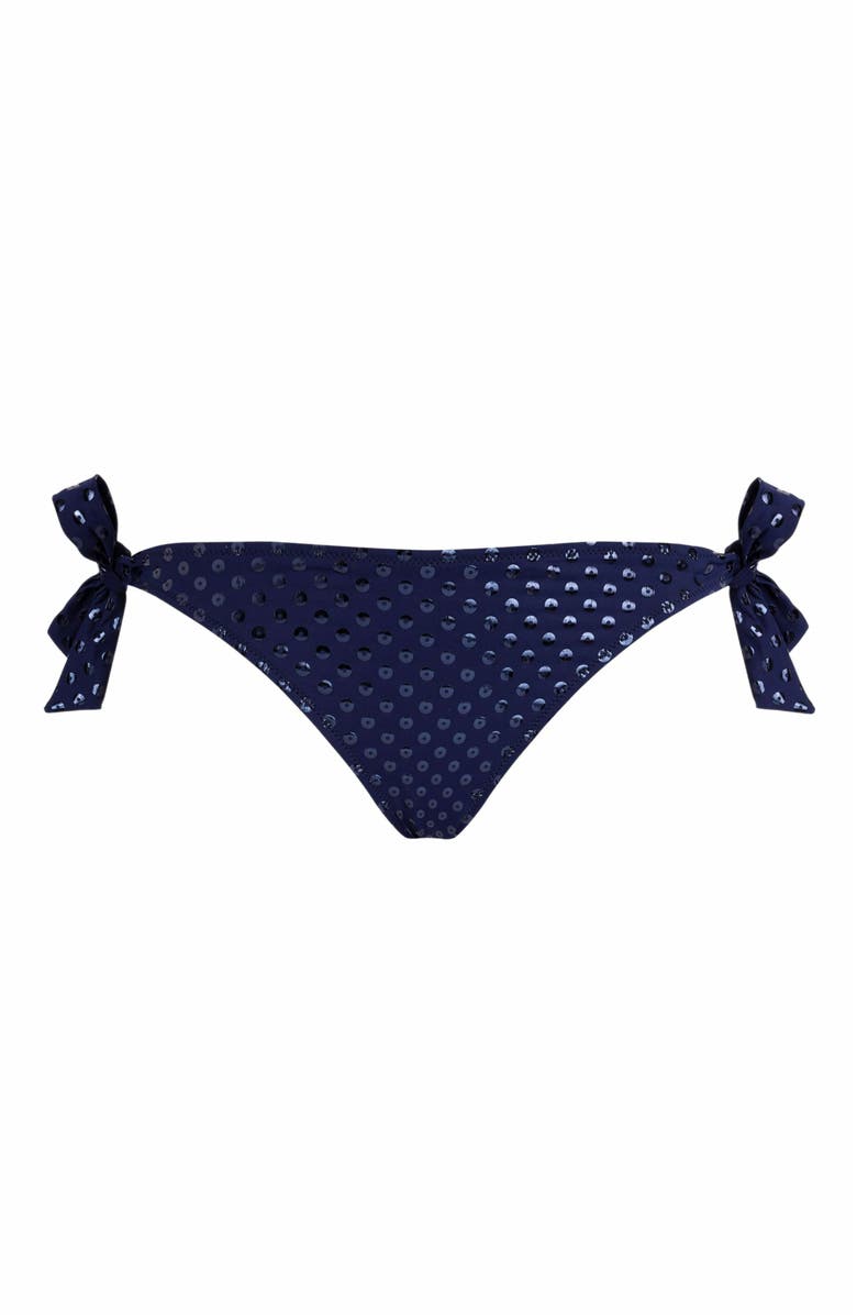 Vilebrequin Women's Sparkling Side Tie Relief Bikini Bottom, Alternate, color, Bleu Marine