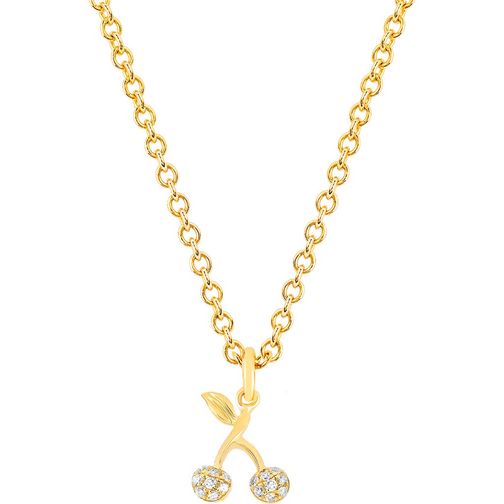 EF Collection Diamond Mini Cherry Pendant Necklace in 14K Yellow Gold at Nordstrom