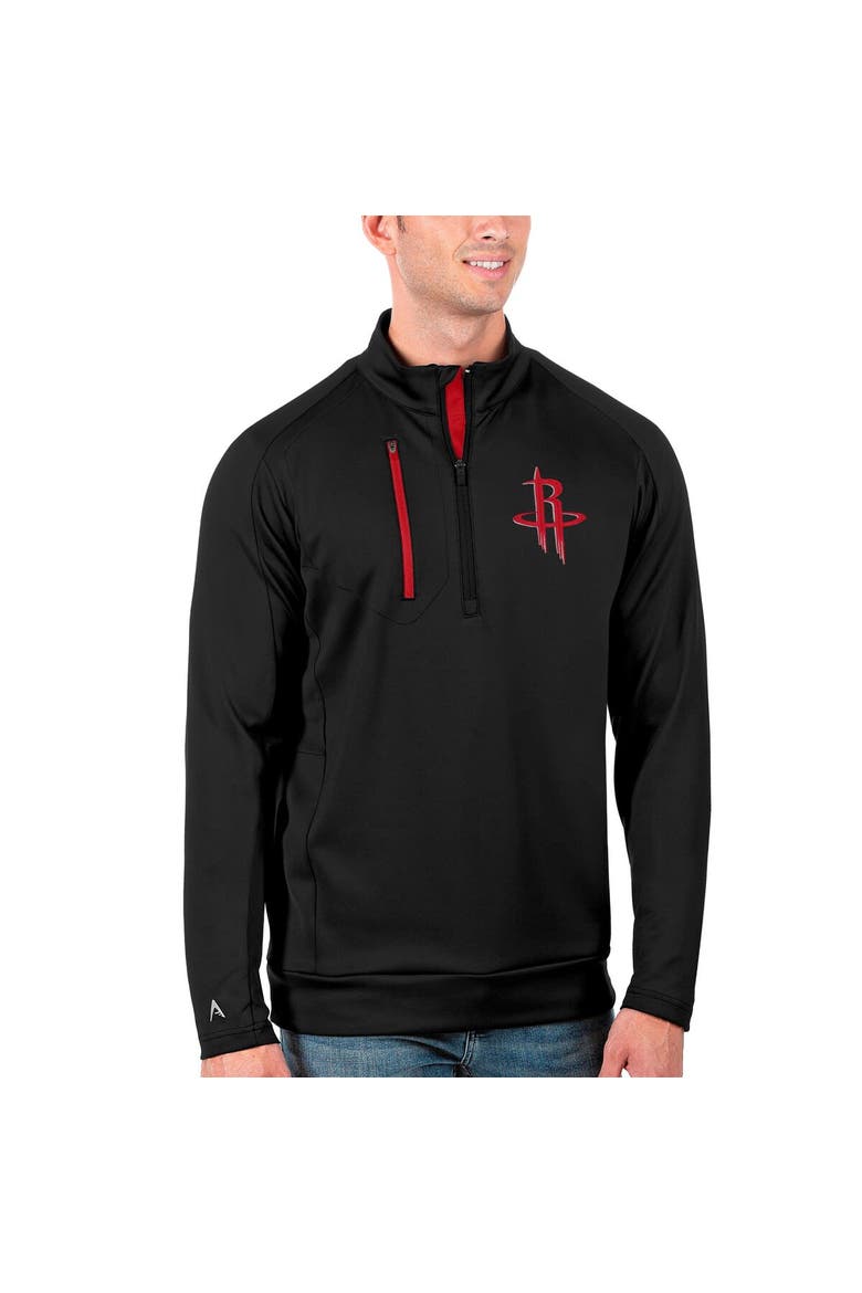 Men's Antigua Black Houston Rockets Generation Quarter-Zip Pullover Jacket, Alternate, color, Black