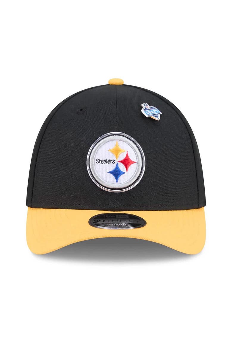 Men's New Era  Black/Gold Pittsburgh Steelers 2026 NFL Draft 39THIRTY M-Crown Flex Hat, Alternate, color, Black