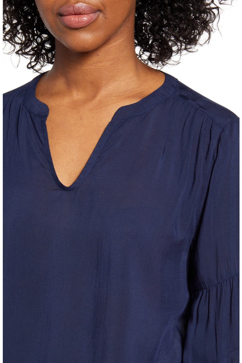 Split Neck Top, Alternate, color, NAVY PEACOAT