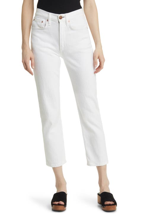 Wren High Waist Ankle Slim Jeans (Optic White)