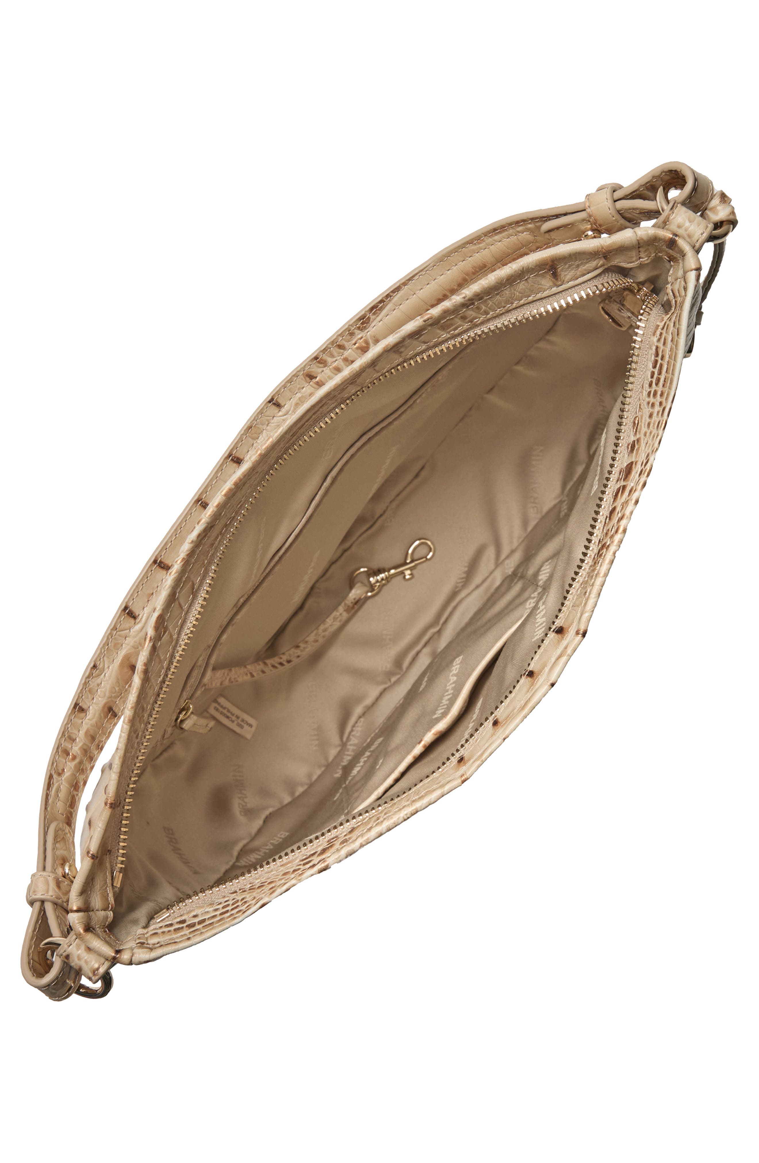 Brahmin Small Kathleen Croc Embossed Leather Shoulder Bag, Alternate, color, Sandstorm Alden Road