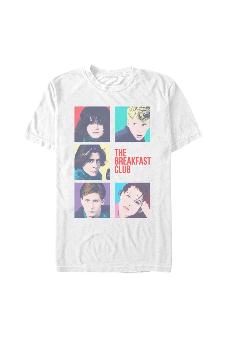 Men's The Breakfast Club Pop Art Character Portraits Graphic T-Shirt, Main, color, White
