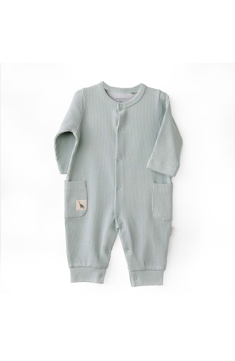 Andy Wawa Ribbed Giraffe Pocket Romper, Main, color, Grey