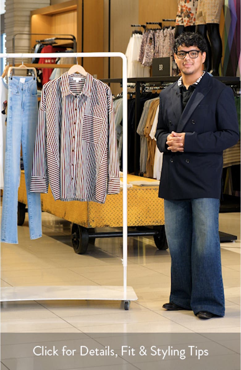 Oversize Stripe Cotton Button-Up Shirt, sales video thumbnail