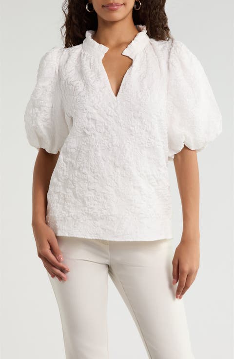 Arielle Jacquard Puff Sleeve Top