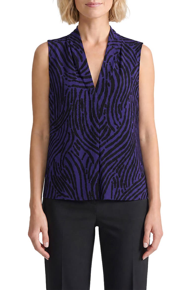 Tie Neck Sleeveless Top, Main, color, BLACK/ REGAL PLUM