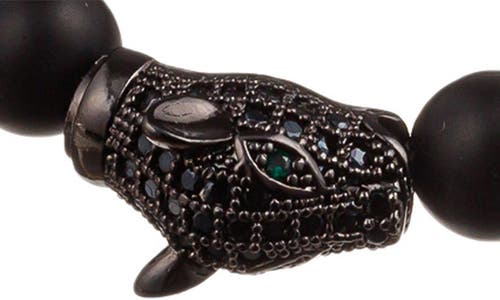 Eye Candy Los Angeles Leopard Head Beaded Bracelet In Black