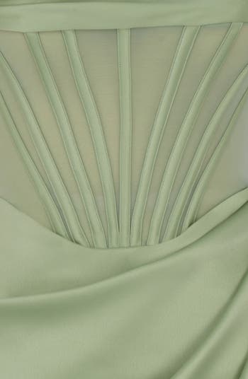 Lulu Corset One-Shoulder Satin Midi Dress