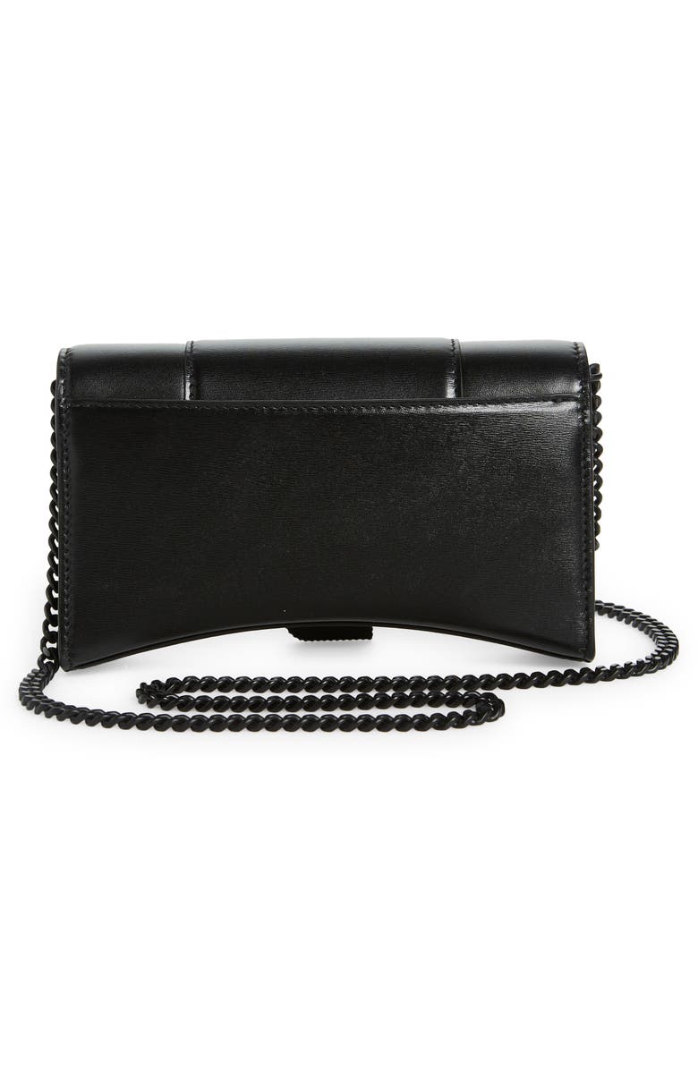 Balenciaga Hourglass Leather Wallet on a Chain, Alternate, color, 