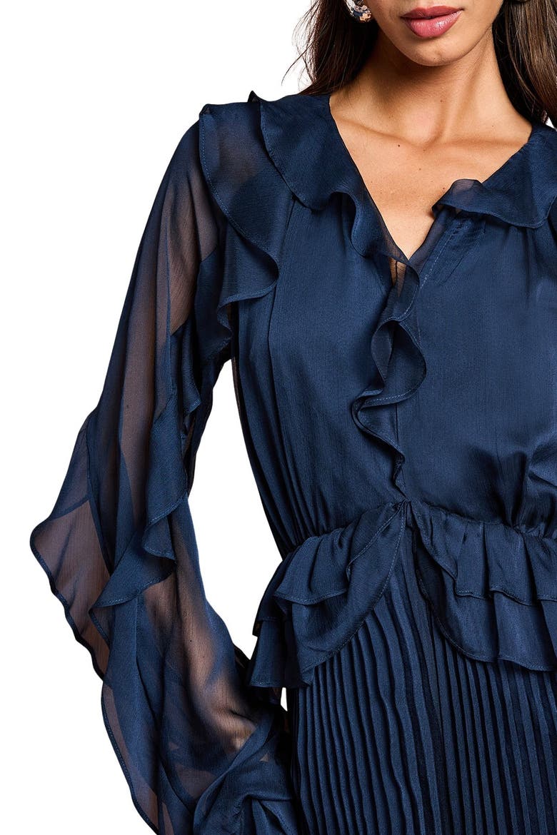 Soft Chiffon Frill Jumpsuit, Alternate, color, Navy