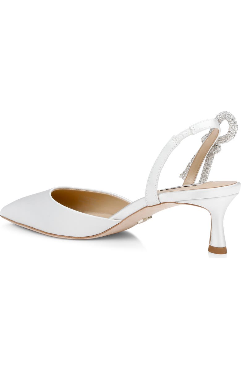 Badgley Mischka Bridal Gentry Slingback Pointed Toe Kitten Heel Pump, Alternate, color, White Satin