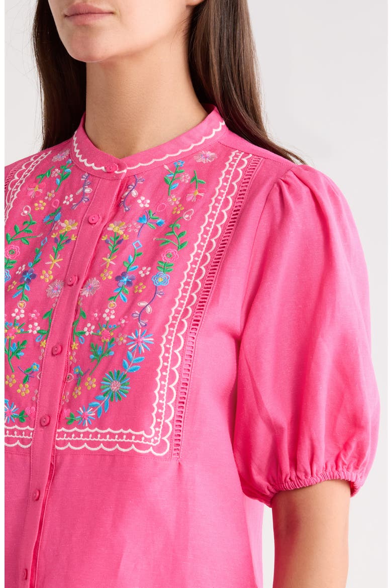 Kenedy Embroidered Puff Sleeve Top, Alternate, color, FUCHSIA