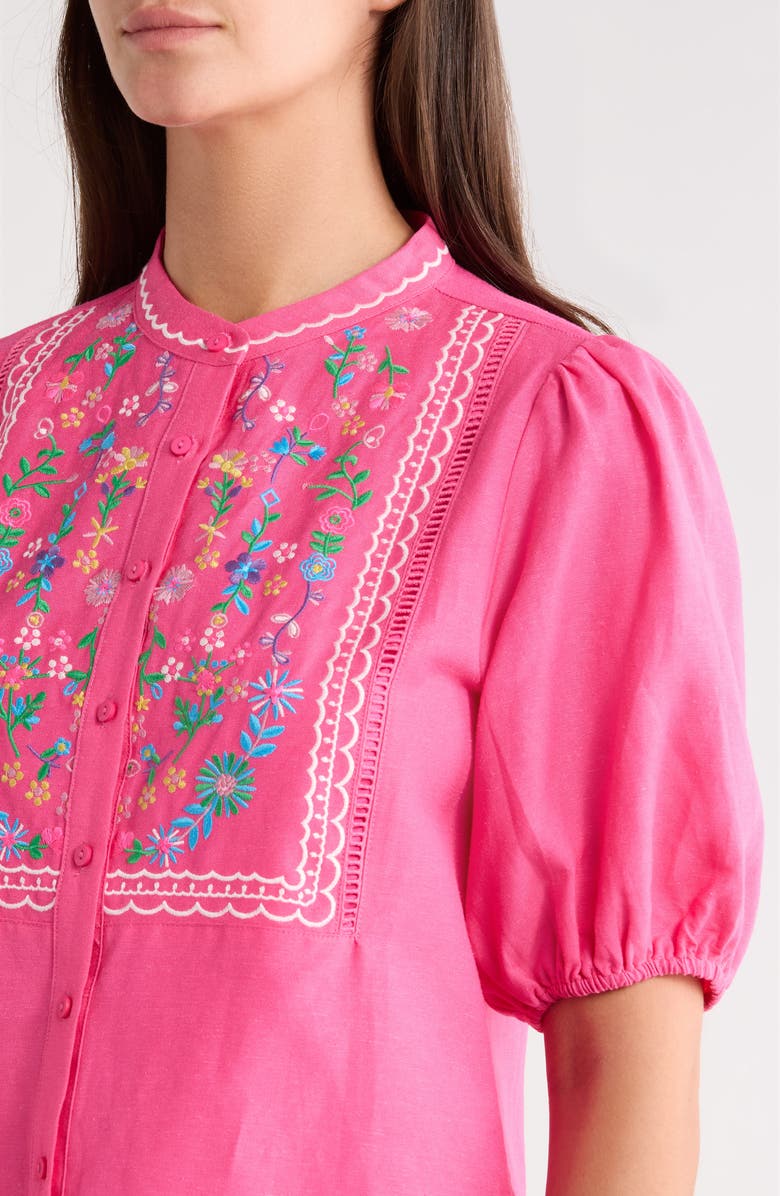 SUGARLIPS Kenedy Embroidered Puff Sleeve Top, Alternate, color, Fuchsia