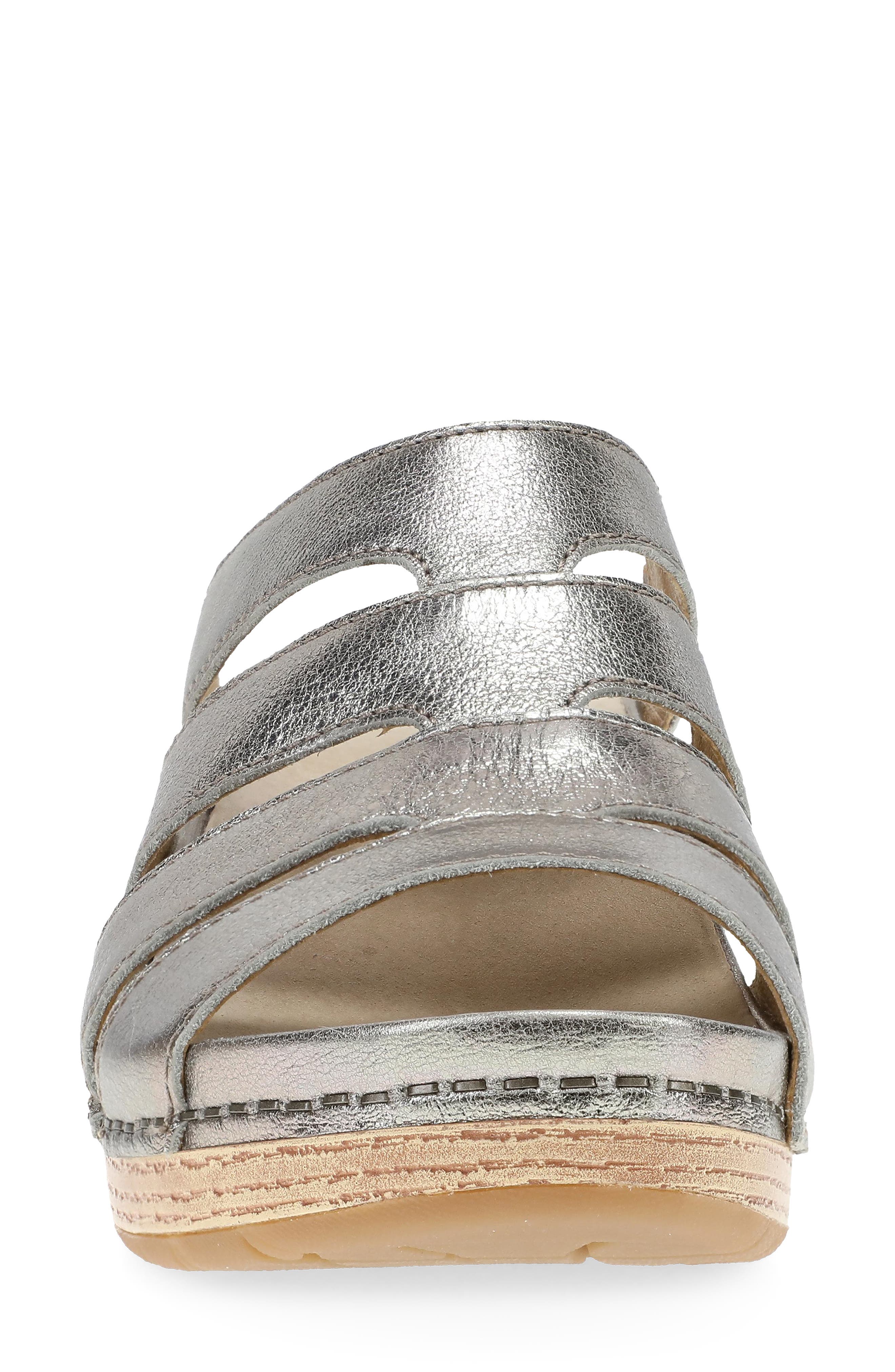 Dansko Lyndi Platform Slide Sandal, Alternate, color, Platino Metallic