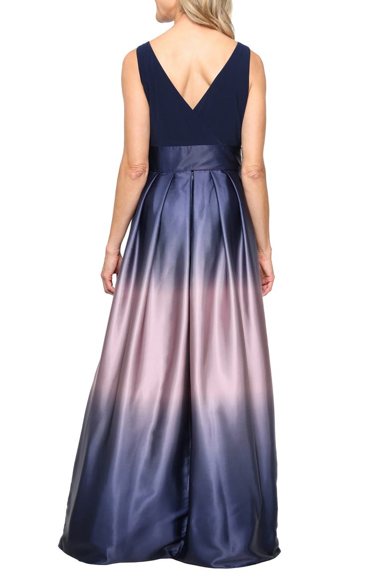 SLNY Ombre Satin Gown, Alternate, color, NAVY/MAUVE
