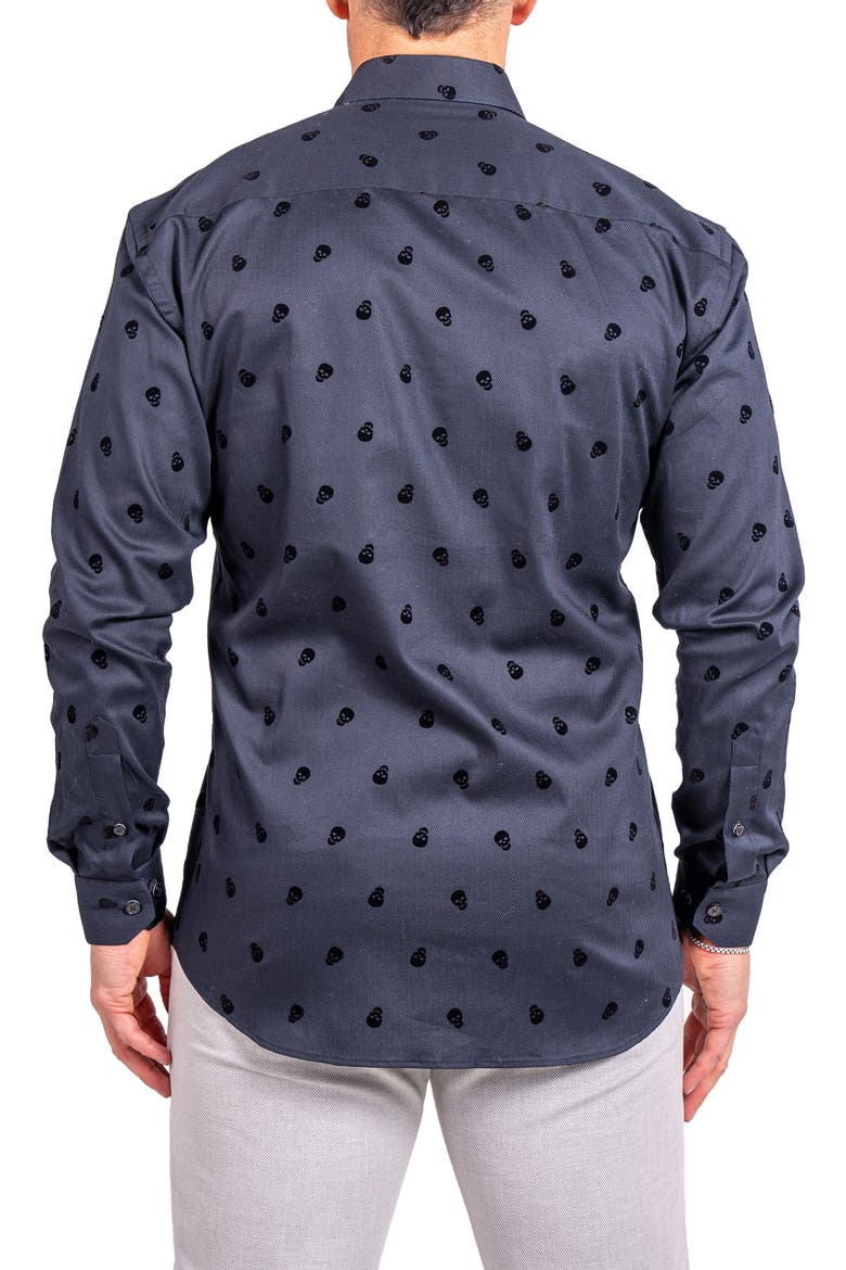 Fibonacci Ascension Contemporary Fit Button-Up Shirt, Alternate, color, BLACK