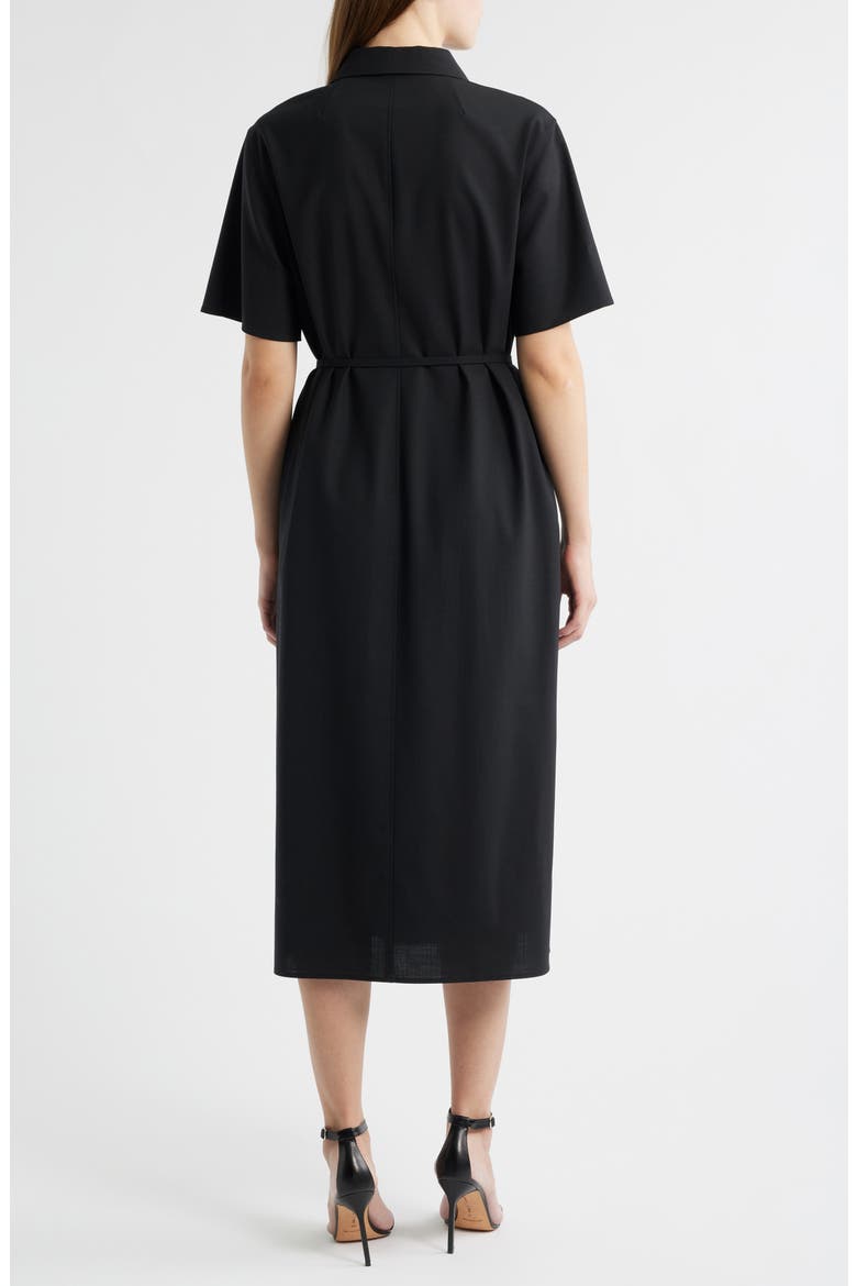 Dulera Belted Virgin Wool Shirtdress, Alternate, color, BLACK