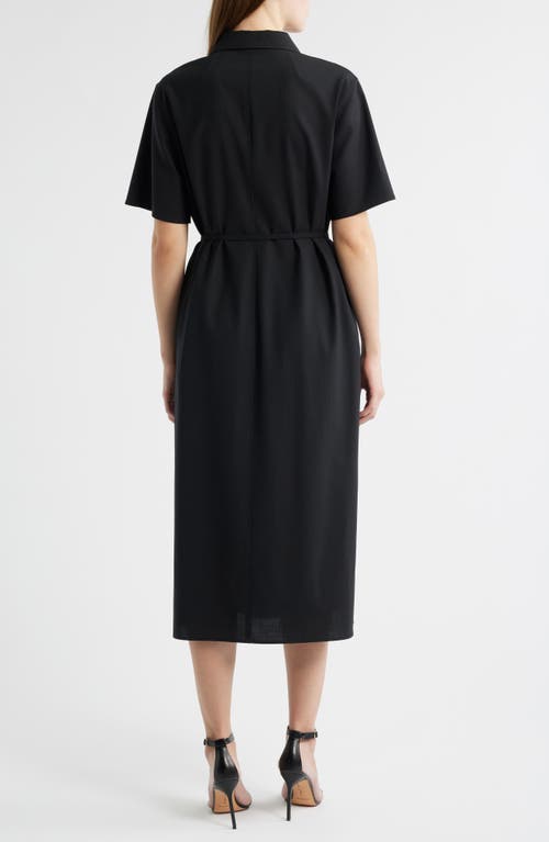 Hugo Boss Boss Dulera Belted Virgin Wool Shirtdress In Black