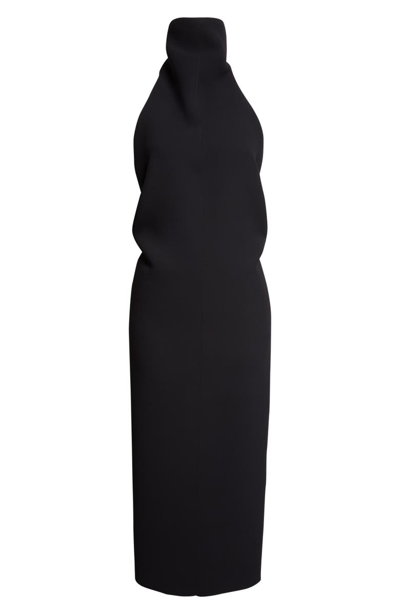 Khaite Roxanne Funnel Neck Double Face Crepe Halter Dress, Alternate, color, Black