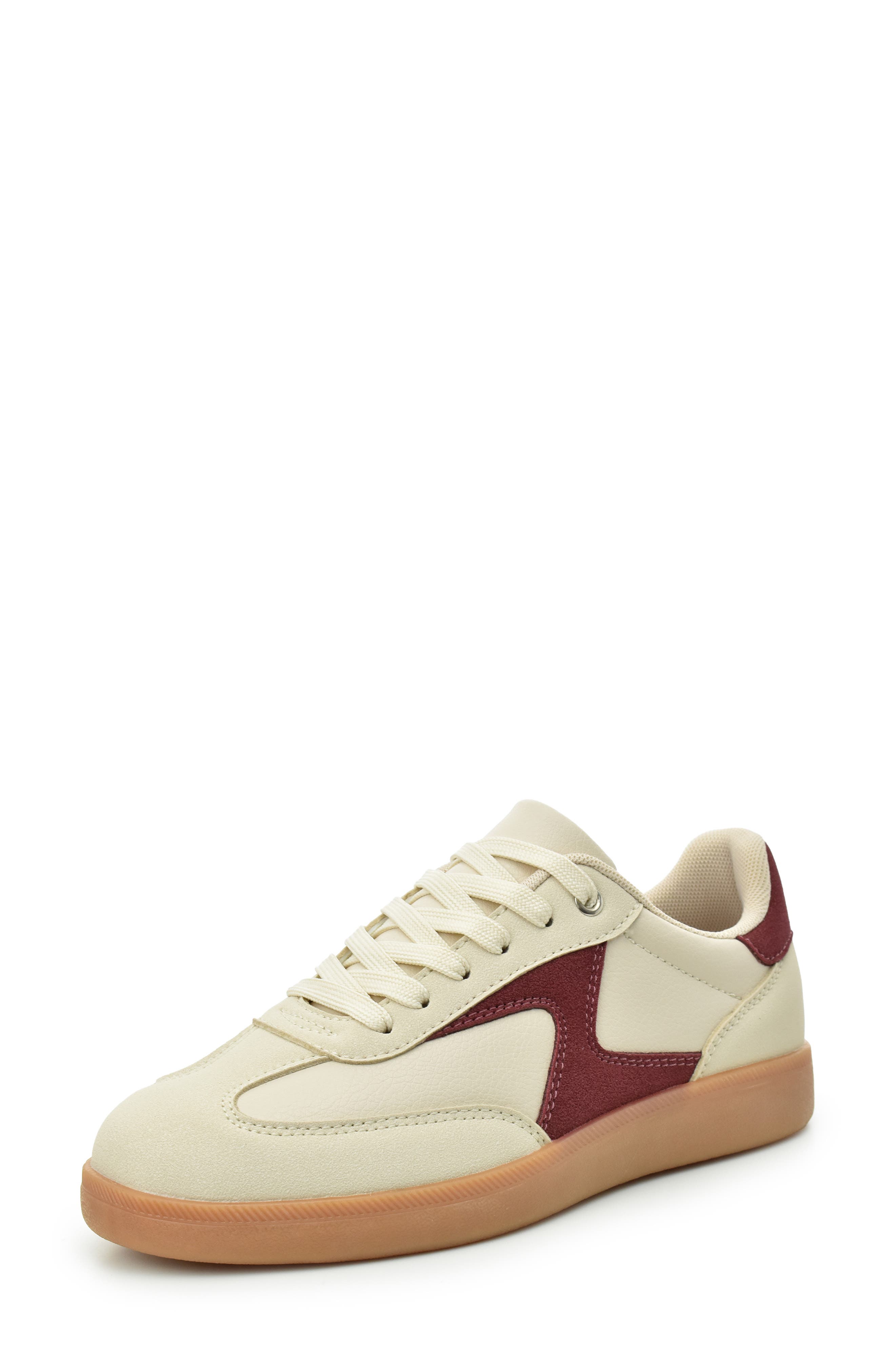 Nicole Miller Colorblock Low Top Sneaker, Main, color, Burgundy Beige