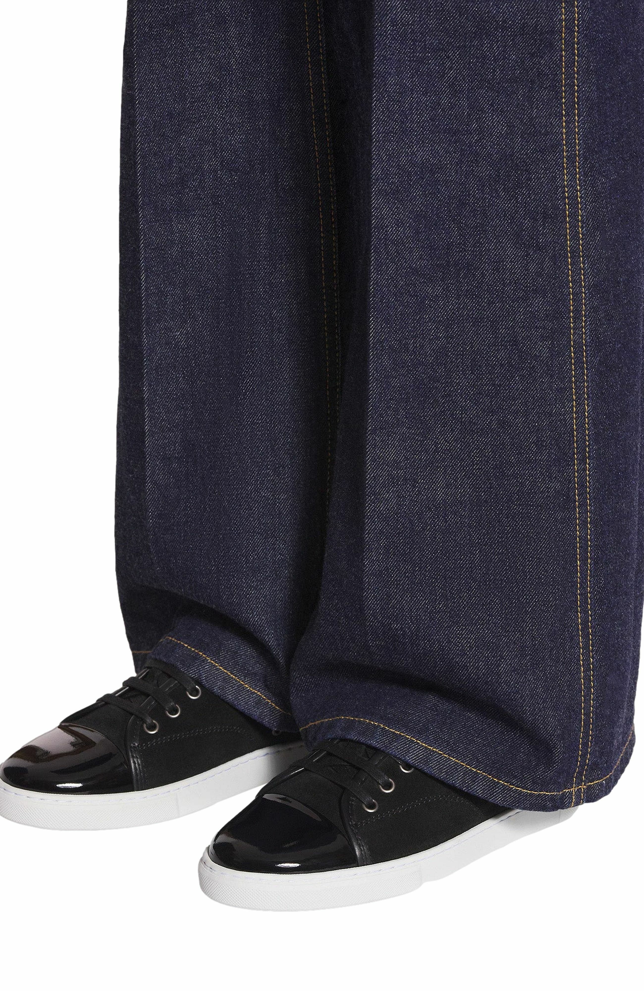 Lanvin DBB1 SNEAKERS IN SUEDE AND PATENT LEATHER, Alternate, color, Black