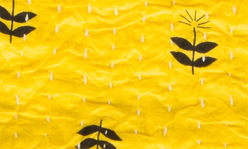 Taj Hotel Vintage Cotton Kantha Throw Blanket In Yellow