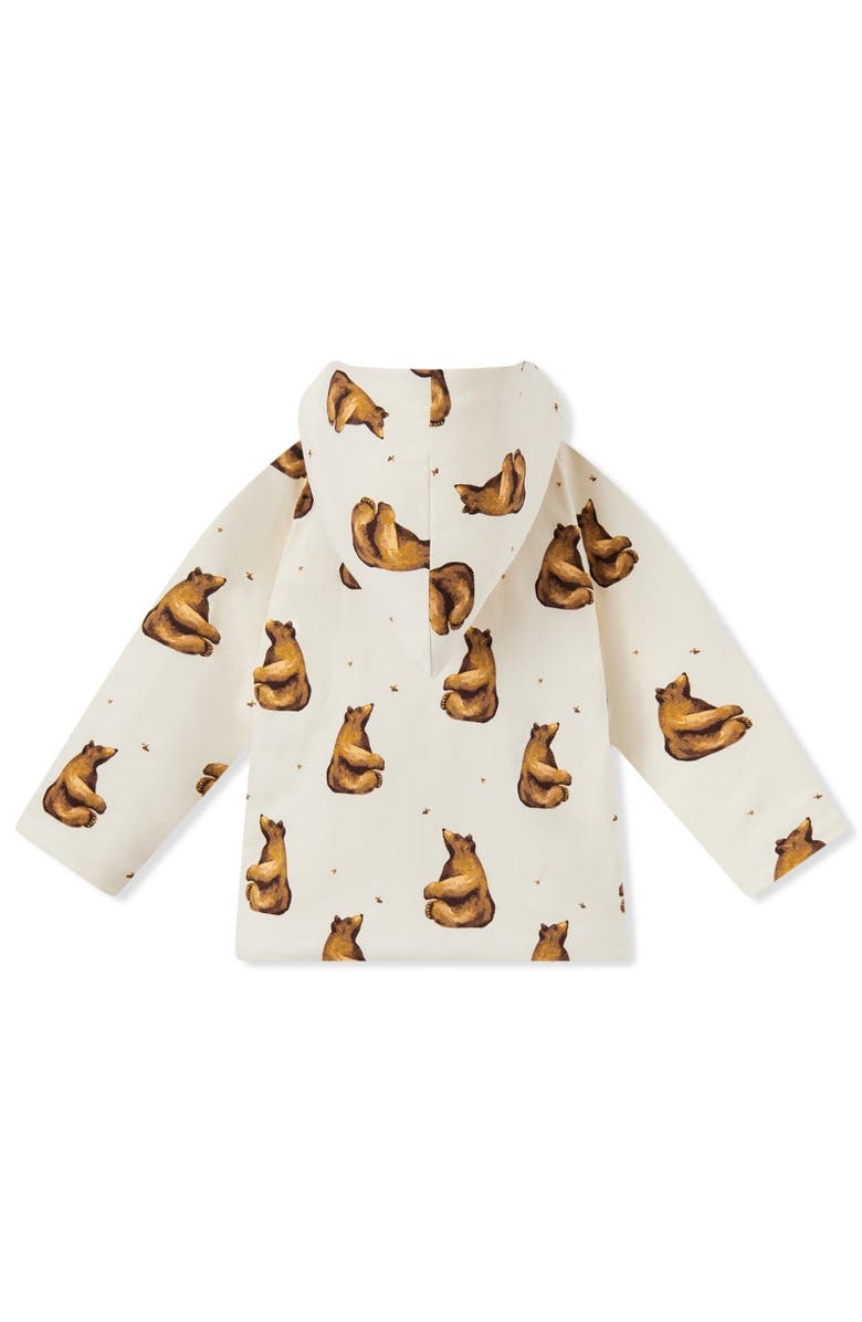 Milkbarn Reversible Waffle Knit Hooded Jacket, Alternate, color, Honey Bear