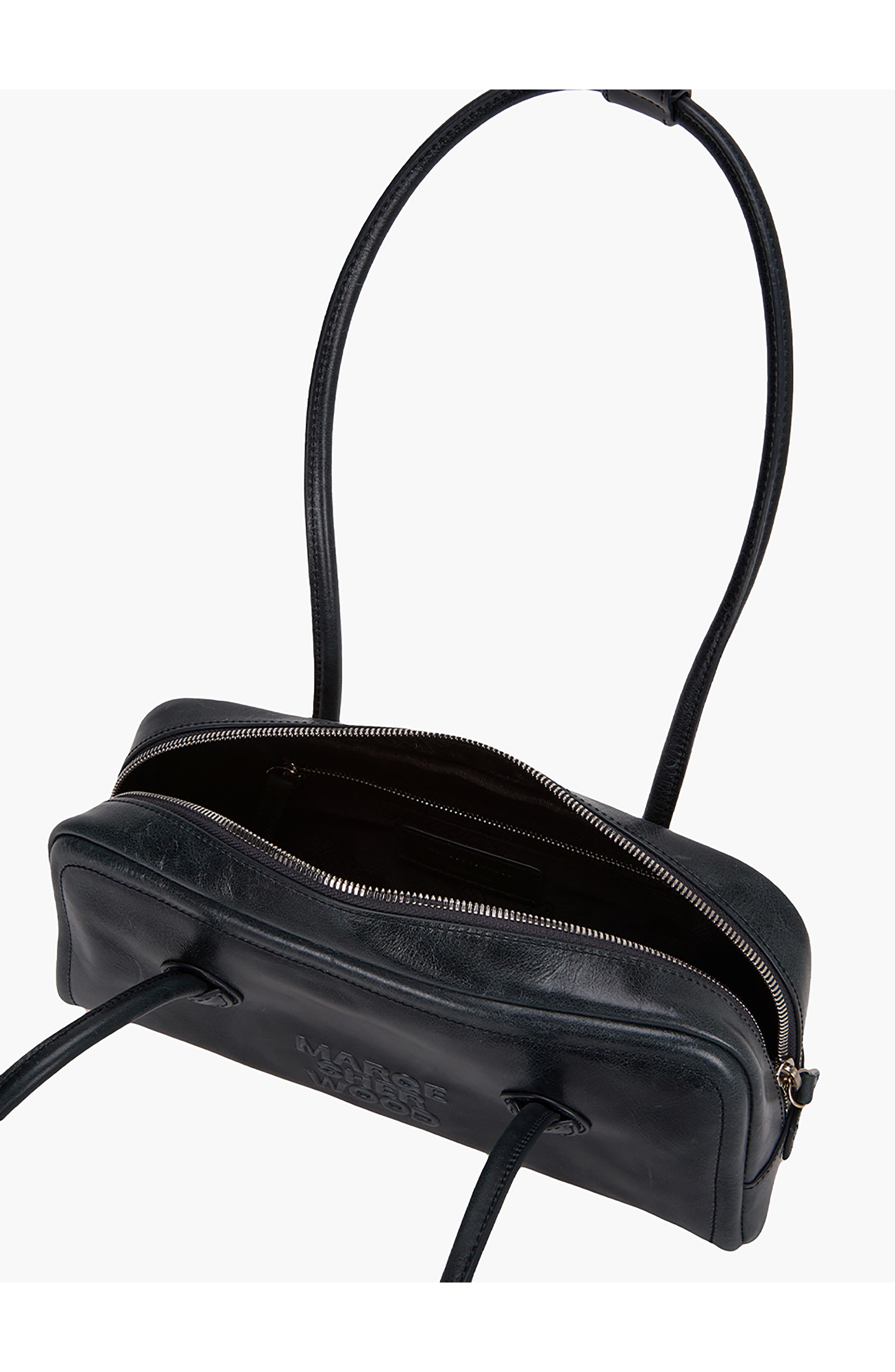 MARGESHERWOOD Soft Boston Leather Shoulder Bag, Alternate, color, Black Pull-Up