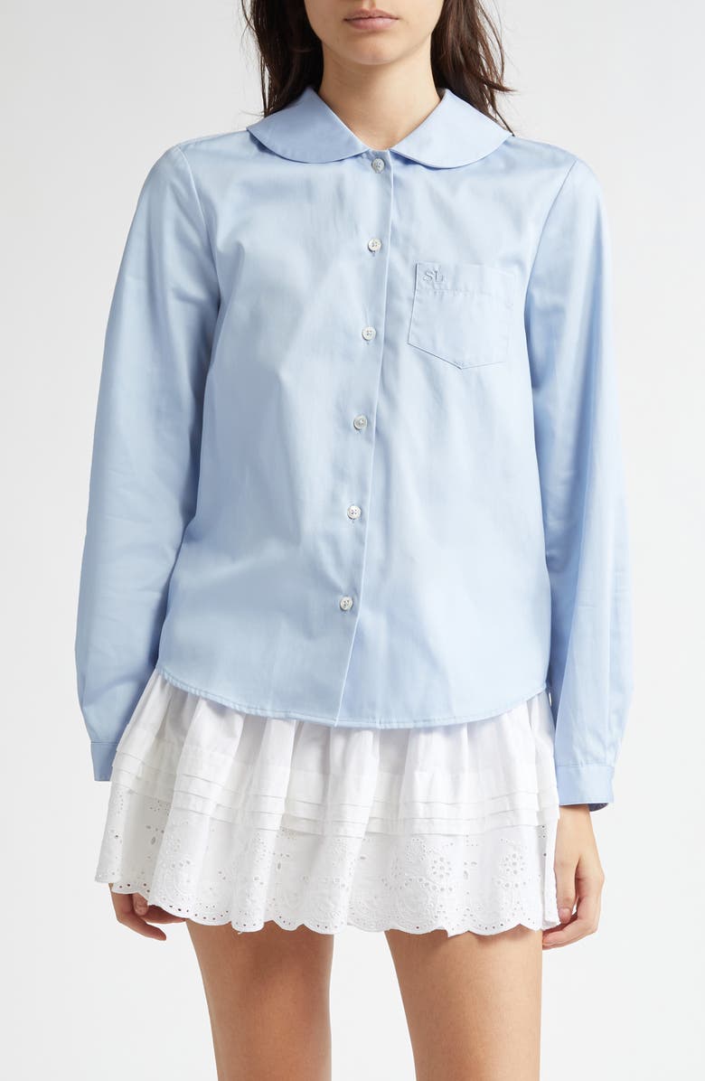 Sandy Liang Wilbur Cotton Button-Up Shirt, Main, color, 