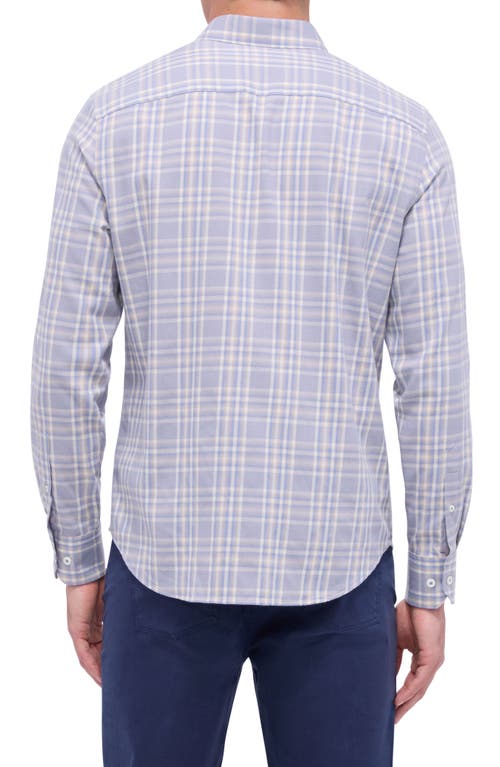 Bugatchi Karl Shaped Fit Plaid Performance Button-up Shirt In Blue