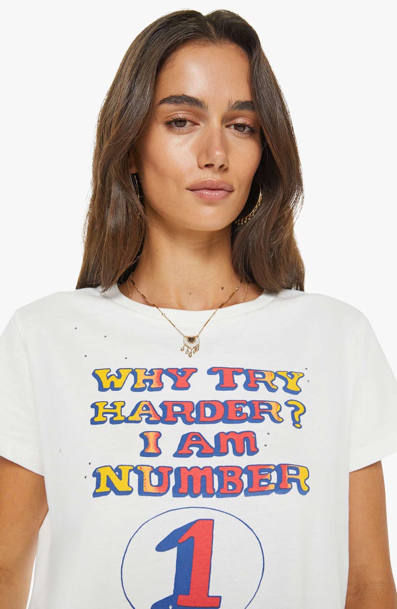 MOTHER The Goodie Goodie Embellished Cotton Graphic T-Shirt, Alternate, color, Why Try Harder