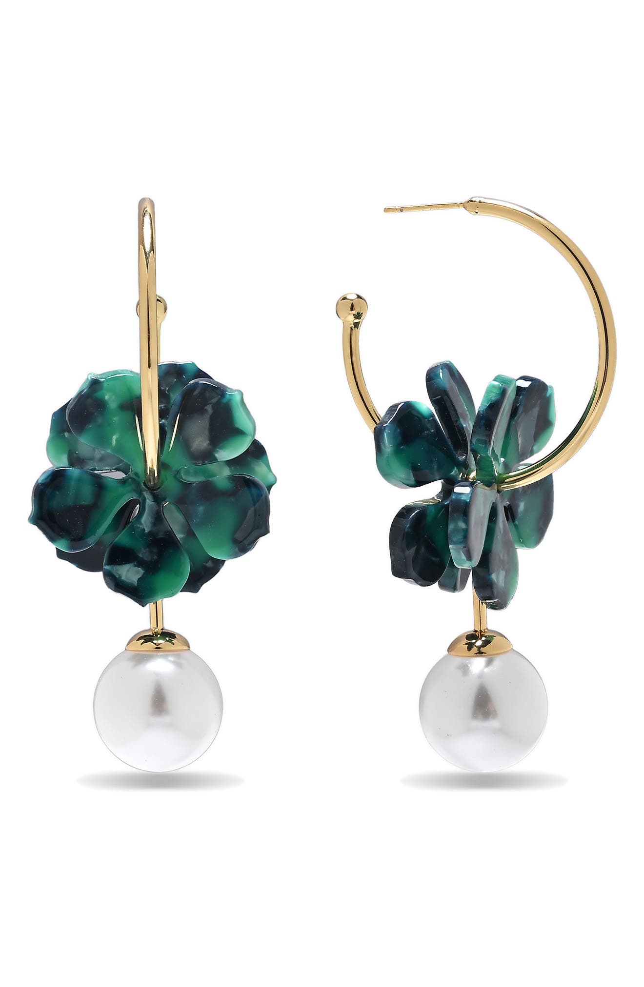 EYE CANDY LOS ANGELES Valentina Faux Pearl Drop Floral Hoop Earrings