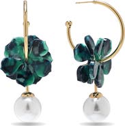 EYE CANDY LOS ANGELES Valentina Faux Pearl Drop Floral Hoop Earrings