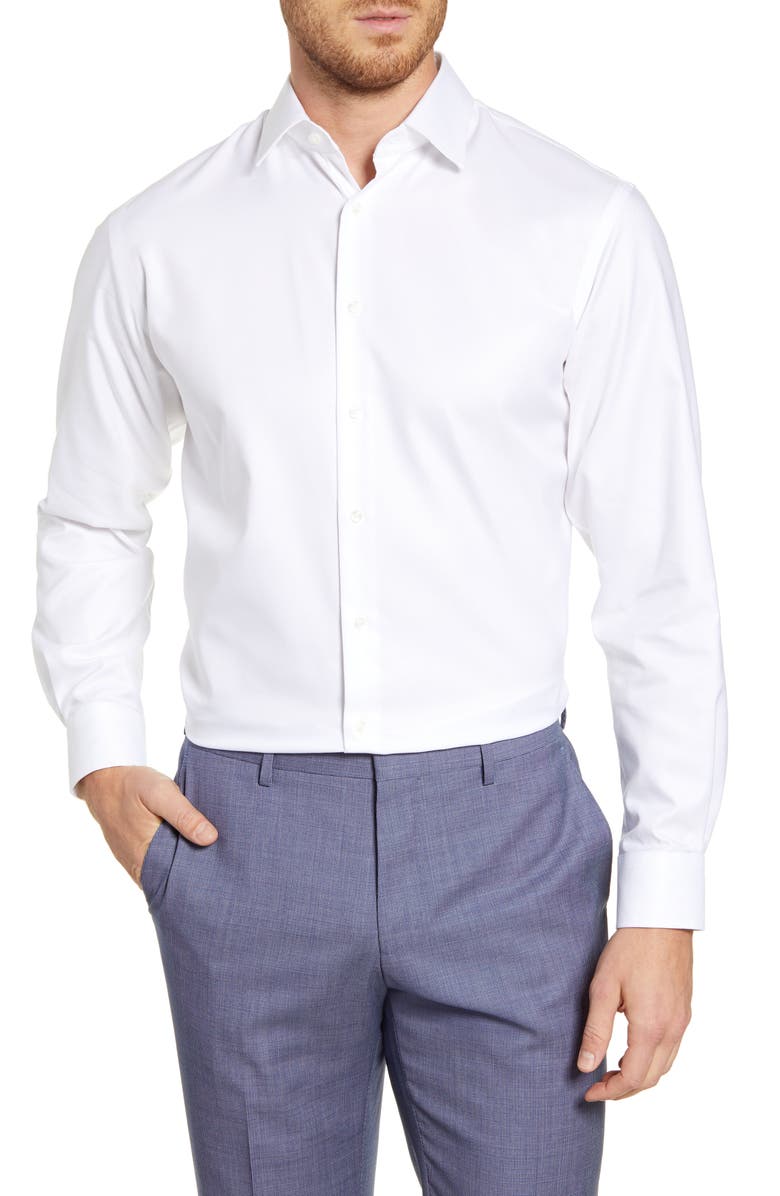 Nordstrom Traditional Fit Non-Iron Solid Stretch Dress Shirt, Main, color, 