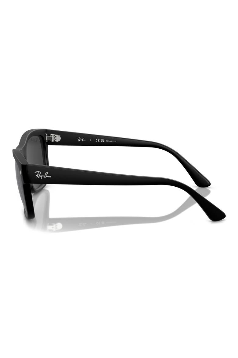 56mm Polarized Square Sunglasses, Alternate, color, MATTE BLACK / POLAR BLACK