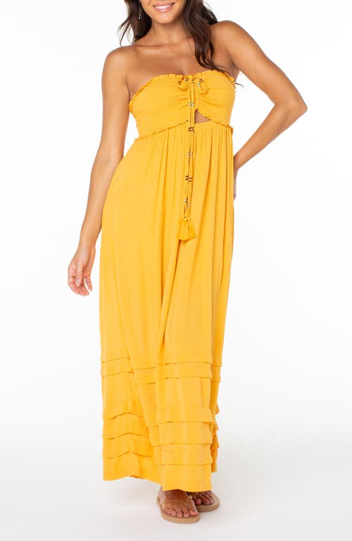 Roxy Saltwater Sweetness Convertible Maxi Dress In Yellow