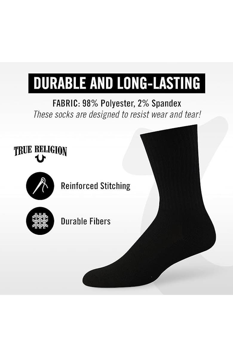True Religion 8 Pairs Premium Athletic Crew Socks, Alternate, color, Black