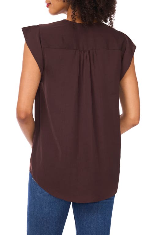 Vince Camuto Ruffle Sleeve Satin Top In Brown