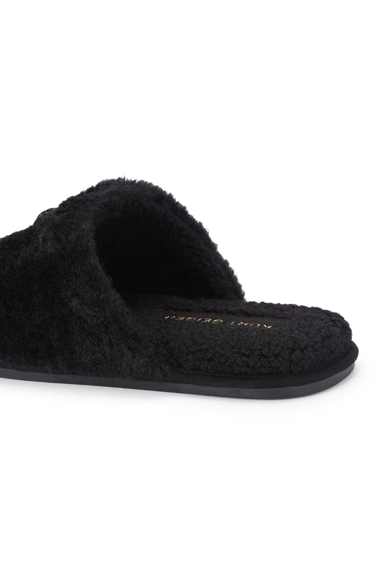 Kensington Faux Fur Slipper, Alternate, color, BLACK