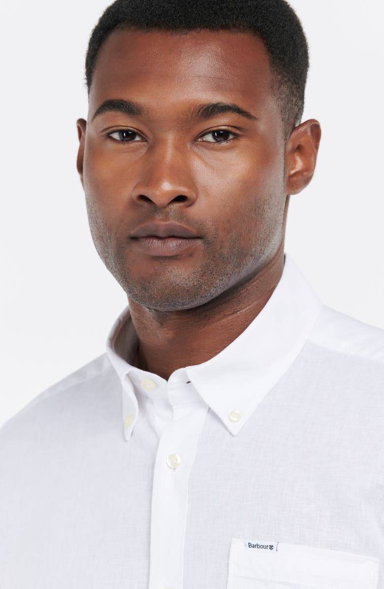 Barbour Nelson Tailored Fit Solid Linen & Cotton Button-Down Shirt, Alternate, color, White