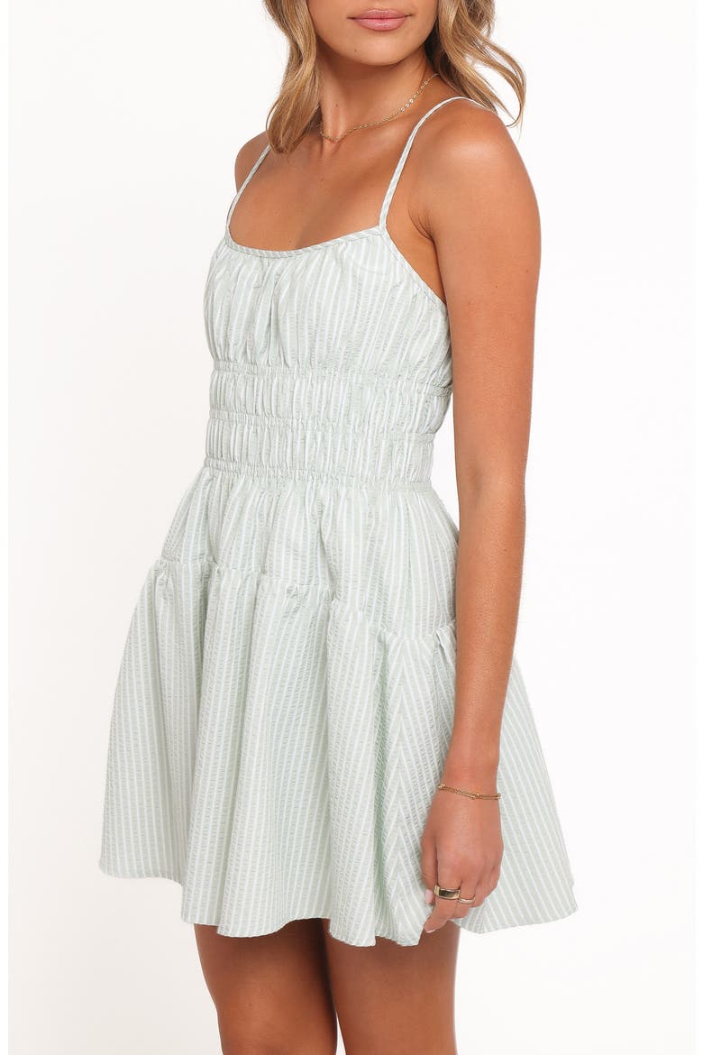 Makayla Smocked Fit & Flare Minidress, Alternate, color, GREEN STRIPE