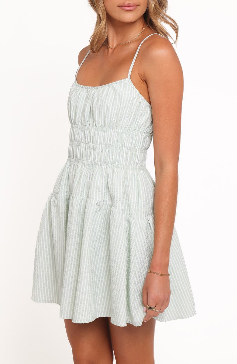Petal & Pup Makayla Smocked Fit & Flare Minidress, Alternate, color, Green Stripe