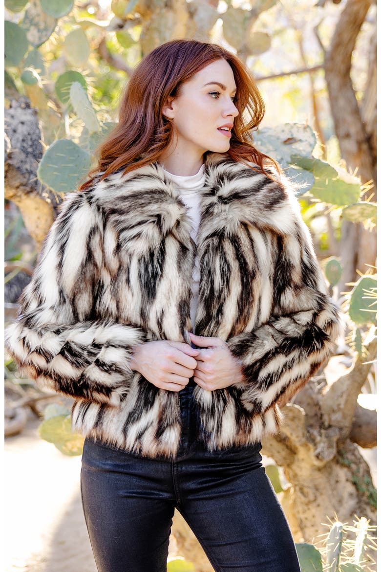 Desert Dream Faux Fur Jacket, Alternate, color, MULTI BEIGE