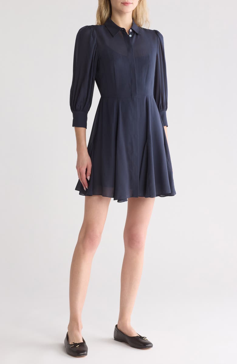 Theory Silk Mini Shirtdress, Main, color, 