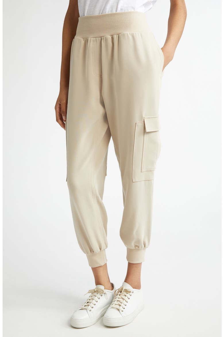 Giles Crepe Cargo Pants, Alternate, color, KHAKI