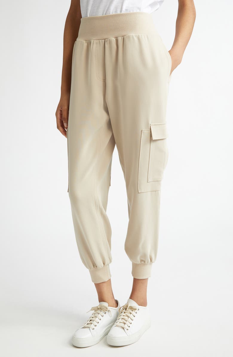 Cinq à Sept Giles Crepe Cargo Pants, Alternate, color, Khaki
