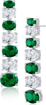 CZ by Kenneth Jay Lane Oval Cubic Zirconia Linear Drop Earrings